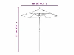 Online Delinra Sombrilla de jardín con poste de madera rojo burdeos 196x231 cm Sombrilla