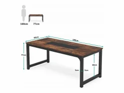 Sale Desk informático, Escritorio para portátil, Mesa de estudio, Escritorio de estudio para teletrabajo, 180 x 90 x 77 cm, Marrón rústico Mesa De Ordenador