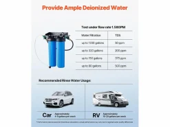 Online Desmineralizador SucceBuy para Lavado de Coche sin Manchas, Sistema de Agua Desionizada con Medidor TDS Integrado, Filtro Antimanchas con Doble Modo de Salida Azul
