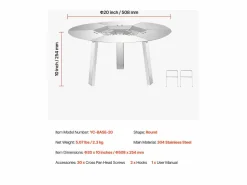 Difusor de Calor SucceBuy, 50.8x25.4 cm Protección Térmica Redonda, Difusor de Calor de Acero Inoxidable 304 con Tapa de Quemador Desmontable