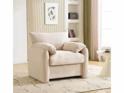 Clearance KOMHTOM Diseño moderno, tela de chenilla, sillón extragrande, sillón decorativo, sofá individual, Beige