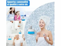 Best Dispensador automático de enjuague bucal 550ml con 2 vasos magnéticos - Dosificación ajustable, diseño blanco impermeable Azul