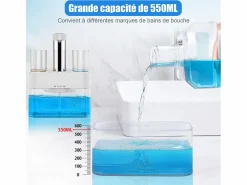 Best Dispensador automático de enjuague bucal 550ml con 2 vasos magnéticos - Dosificación ajustable, diseño blanco impermeable Azul