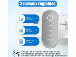 Best Dispensador automático de enjuague bucal 550ml con 2 vasos magnéticos - Dosificación ajustable, diseño blanco impermeable Azul