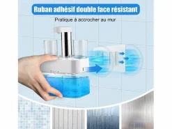 Best Dispensador automático de enjuague bucal 550ml con 2 vasos magnéticos - Dosificación ajustable, diseño blanco impermeable Azul