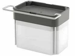 METALTEX Dispensador de Jabón SPONGETEX en Acero con Porta-Esponja Ajustable y Depósito Translúcido