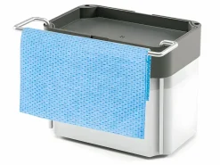 METALTEX Dispensador de Jabón SPONGETEX en Acero con Porta-Esponja Ajustable y Depósito Translúcido