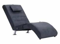 vidaxl Diván de masaje con almohada de piel de ante artificial