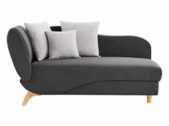 Vente-unique Diván (ángulo derecho) convertible de tela antracita con cojín gris PENELOPE