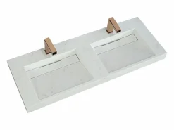 Sale Shower & Design Doble lavabo suspendido 120 cm efecto mármol - KODIAK Blanco