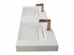 Sale Shower & Design Doble lavabo suspendido 120 cm efecto mármol - KODIAK Blanco