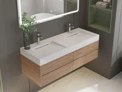 Sale Shower & Design Doble lavabo suspendido 120 cm efecto mármol - KODIAK Blanco