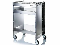 Don Hierro - Barbacoa de carbón con ruedas CLOVER – Acero inoxidable 18/10, estantes regulables, 59 × 40,5 × 82 cm-