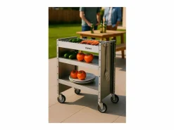 Don Hierro - Barbacoa de carbón con ruedas CLOVER – Acero inoxidable 18/10, estantes regulables, 59 × 40,5 × 82 cm-