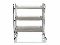 Don Hierro - Carrito auxiliar plegable BAUHAUS cromado con ruedas – 3 niveles y 3 posiciones-Fresno