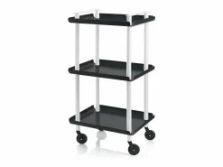 Best Don Hierro - Carrito auxiliar LEKY, armazón blanco, 3 estantes. Multifuncional, práctico y decorativo- Negro