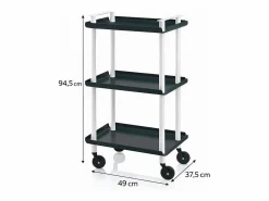 Best Don Hierro - Carrito auxiliar LEKY, armazón blanco, 3 estantes. Multifuncional, práctico y decorativo- Negro