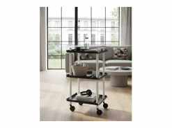 Best Don Hierro - Carrito auxiliar LEKY, armazón blanco, 3 estantes. Multifuncional, práctico y decorativo- Negro