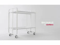 - Carrito auxiliar plegable BAUHAUS cromado con ruedas – 2 niveles y 4 posiciones- Mueble Camarera