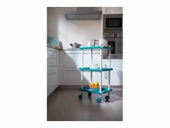Sale - Carrito auxiliar LEKY, armazón blanco, 3 estantes. Multifuncional, práctico y decorativo- Mueble Camarera