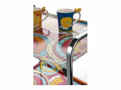Clearance - Carrito auxiliar plegable BAUHAUS cromado con ruedas – 2 niveles y 4 posiciones- Mueble Camarera