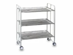 Sale - Carrito auxiliar plegable BAUHAUS blanco con ruedas – 3 niveles y 3 posiciones- Mueble Camarera