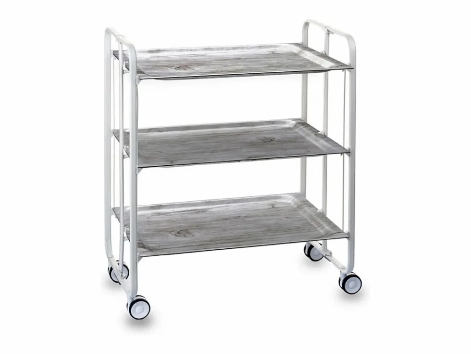 Sale - Carrito auxiliar plegable BAUHAUS blanco con ruedas – 3 niveles y 3 posiciones- Mueble Camarera