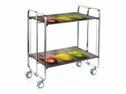 Don Hierro - Carrito auxiliar plegable BAUHAUS cromado con ruedas – 2 niveles y 4 posiciones-