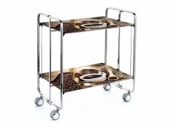 Online - Carrito auxiliar plegable BAUHAUS cromado con ruedas – 2 niveles y 4 posiciones- Mueble Camarera