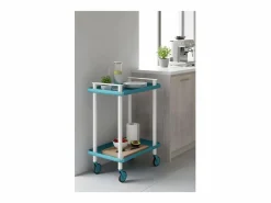 Don Hierro - Carrito auxiliar LEKY, armazón blanco, 2 estantes. Multifuncional, práctico y decorativo-