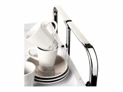 Don Hierro - Carrito auxiliar plegable BAUHAUS cromado con ruedas – 2 niveles y 4 posiciones-Cedro