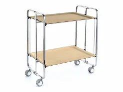 Sale - Carrito auxiliar plegable BAUHAUS cromado con ruedas – 2 niveles y 4 posiciones- Mueble Camarera