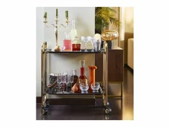 Outlet Don Hierro - Carrito auxiliar plegable BAUHAUS dorado con ruedas – 2 niveles y 4 posiciones- Negro
