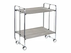Clearance Don Hierro - Carrito auxiliar plegable BAUHAUS cromado con ruedas – 2 niveles y 4 posiciones-Fresno Marru00f3n