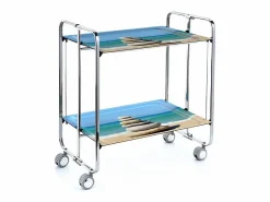 Don Hierro - Carrito auxiliar plegable BAUHAUS cromado con ruedas – 2 niveles y 4 posiciones-