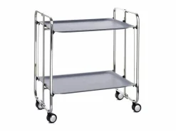 Don Hierro - Carrito auxiliar plegable BAUHAUS cromado con ruedas – 2 niveles y 4 posiciones- Gris