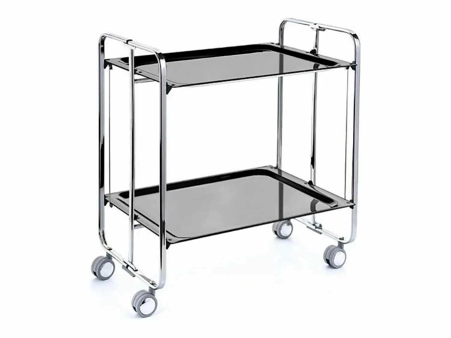 Clearance Don Hierro - Carrito auxiliar plegable BAUHAUS cromado con ruedas – 2 niveles y 4 posiciones- Negro