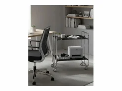 Clearance Don Hierro - Carrito auxiliar plegable BAUHAUS cromado con ruedas – 2 niveles y 4 posiciones- Negro