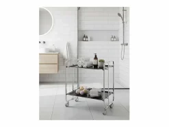 Clearance Don Hierro - Carrito auxiliar plegable BAUHAUS cromado con ruedas – 2 niveles y 4 posiciones- Negro