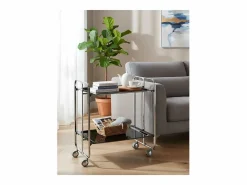 Clearance Don Hierro - Carrito auxiliar plegable BAUHAUS cromado con ruedas – 2 niveles y 4 posiciones- Negro