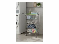 Don Hierro - Carrito verdulero GREEN, 4 cestas de gran capacidad, Gris aluminio y pistacho-