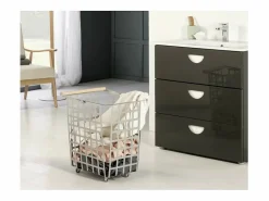 Best Don Hierro - Cesta metálica de almacenaje y decorativa, con ruedas y asa de madera, tamaño grande, ZESTA- Gris