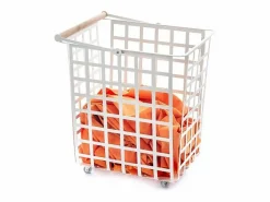 Don Hierro - Cesta metálica de almacenaje y decorativa, con ruedas y asa de madera, tamaño grande, ZESTA-