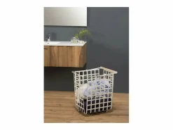 Don Hierro - Cesta metálica de almacenaje y decorativa, con ruedas y asa de madera, tamaño grande, ZESTA-