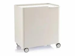 Clearance Don Hierro - Cesto de ropa con ruedas LUCCA, 60L, 2 compartimentos, cierre suave, estructura metálica blanca- Blanco