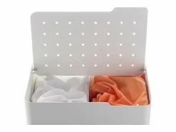 Clearance Don Hierro - Cesto de ropa con ruedas LUCCA, 60L, 2 compartimentos, cierre suave, estructura metálica blanca- Blanco
