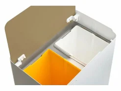 Best Don Hierro - Cubo de basura ergonómico, funcional y elegante, 2 x 20 litros, ECOBOX NOA- Beige