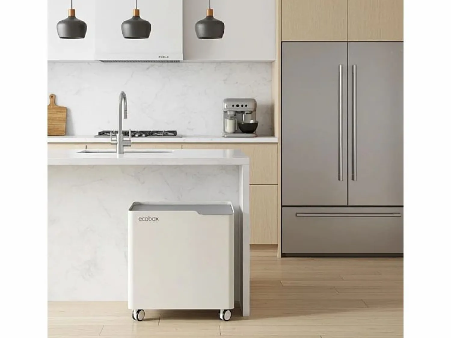 Sale Don Hierro - Cubo de basura reciclaje ECOBOX, con ruedas y cierre suave, 60 litros- Gris
