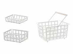Don Hierro - ZESTAS, set de 3 cestas: tamaño pequeño, medio y semi grande- Blanco