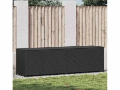 New Garden Furniture Dorian Caja de almacenaje de jardín ratán sintético 200x50x60 cm Negro